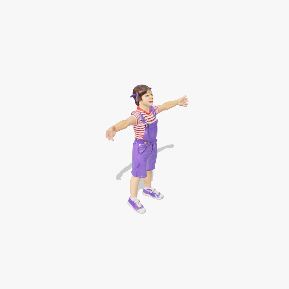 Cheerful Child in Purple Overalls Model Pack